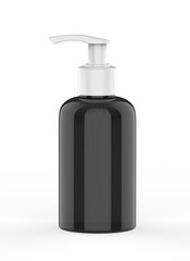 Blank Plastic Bottle with Pump Dispenser For Branding, 3d render illustration.