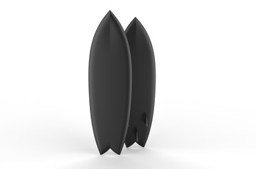 Blank surfboard for mock up and design, 3d render illustration.