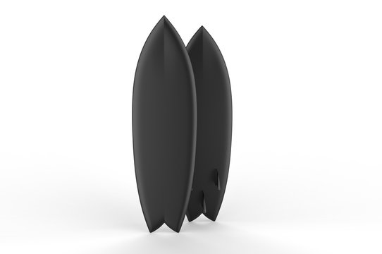 Blank surfboard for mock up and design, 3d render illustration.