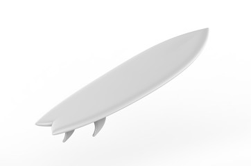 Blank surfboard for mock up and design, 3d render illustration.