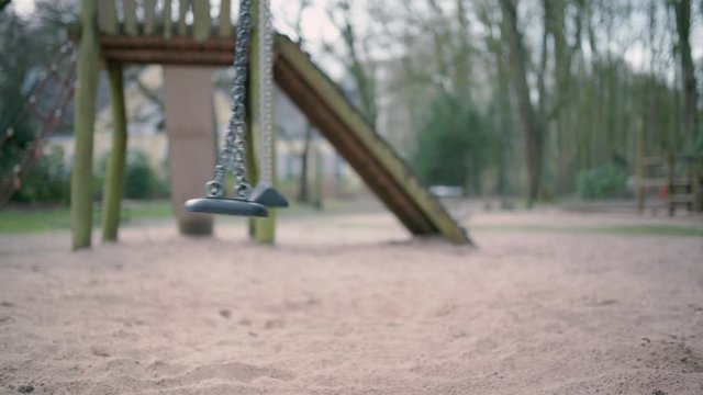 Empty children playground during state of emergency by the reason of covid-19 virus threat