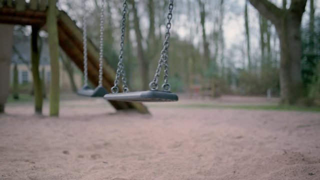 Empty children playground during state of emergency by the reason of covid-19 virus threat