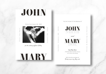 Black and White Wedding Invitation Layout with Gray Accents