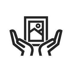 Outline Icon - Hand holding painting