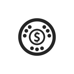 Gambling coin icon in thick outline style.