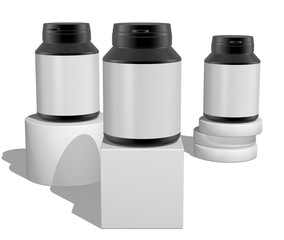 Realistic 3D Bottle Mock Up Template on White Background.3D Rendering,3D Illustration