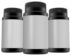 Realistic 3D Bottle Mock Up Template on White Background.3D Rendering,3D Illustration