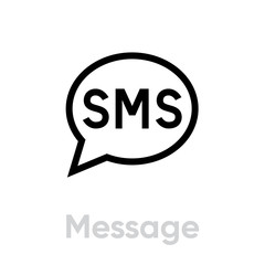 Message social icon. Editable line vector.