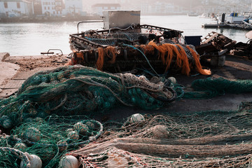 fishing nets in a fishing port