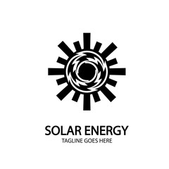 Solar energy panel and sun icon isolated on white background