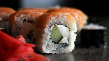 Roll with red fish and red ginger