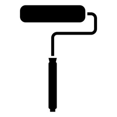 paint roller with handle in black and white