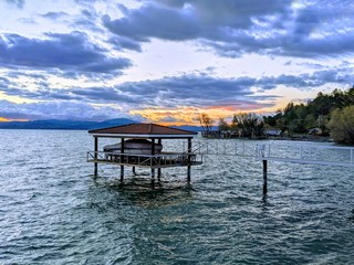 Fototapeta na wymiar Lake serenity at sunset