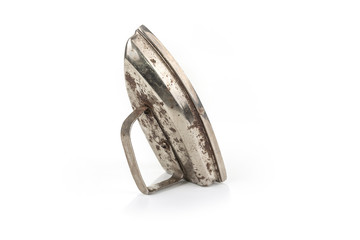 Non electric rusty vintage iron on white