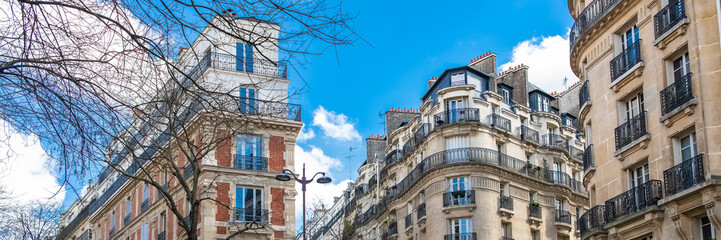 Paris, typical buildings in Montmartre, beautiful facades