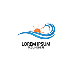 Water wave and sun icon vector illustration design logo