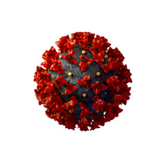 COVID-19 Isolated on a white background Chinese coronavirus under the microscope. Realistic 3d illustration. Pandemic, disease. Floating China pathogen respiratory influenza covid virus cells