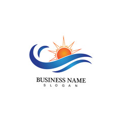 Water wave and sun icon vector illustration design logo
