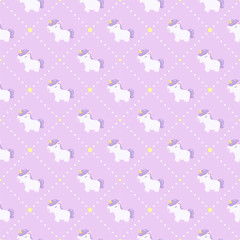 ユニコーンのイラスト_シームレスパターン_紫