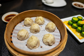 Xiao Long Bao in a steam tray - Dim sum