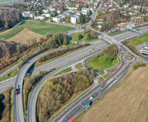Auf und Abfahrten bei dem Autobahnabschnitt Muri, Bern