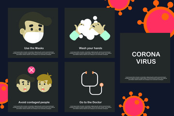Naklejka premium Square Corona Virus infographic easy to use and understand knowledge nice to use as post and graphic element isolate, Vector illustration design element on EPS10 File format