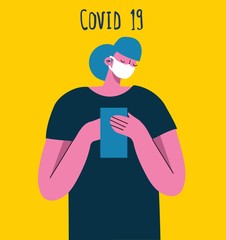 People wearing protective medical mask for prevent virus Covid19 in the flat style