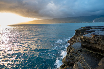 China Walls Honolulu at Dusk, USA, Cliff into the ocean