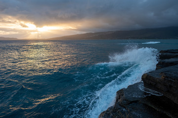 China Walls Honolulu at Dusk, USA, Cliff into the ocean