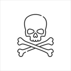 skull crossbones minimalist vector line icon