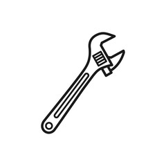 wrench icon, adjustable wrench vector icon