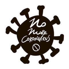 No morecoronavirus lettering, Coronavirus Icon with Prohibit Sign, 2019-nCoV Novel Coronavirus Bacteria. Infection Stop Coronavirus Concepts. Dangerous Coronavirus Cell in China Wuhan. Isolated Vector