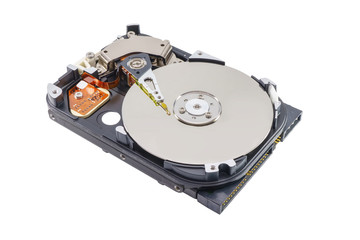 Hard disk drive removable case for repair on a white background. - 331753957