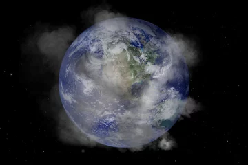 Papier peint photo autocollant rond Pleine Lune arbre PM 2,5 dans le monde. Éléments du meublé par la NASA.