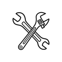 crossing wrench and adjustable wrench vector icon in trendy flat style