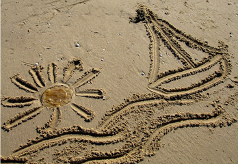 See, Strand, Malerei, Sandspiel, Küste, Dünen