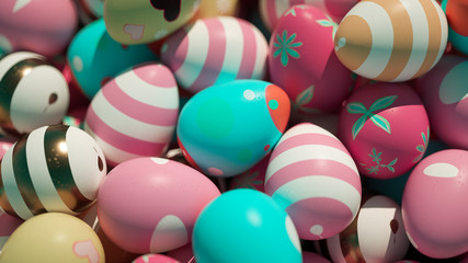 Colorful easter eggs - 3D Rendering