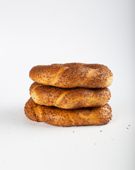 Bagels on table with white background