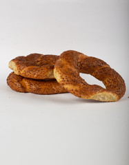 Bagel on table with white background