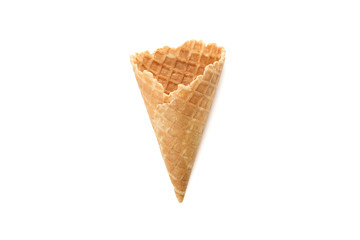 Wafer cone isolated on white background. Sweet ice cream