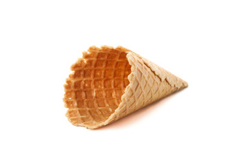 Wafer cone isolated on white background. Sweet ice cream
