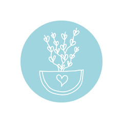 cute plant in a pot icon, line block style, minimalist tattoo concept