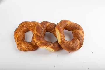 Bagels on table with white background