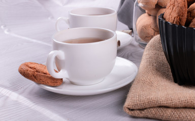 Cup of tea with biscuits