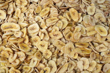 background of dried banana chips