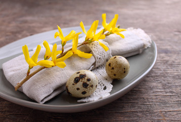 Festive table setting for holiday Easter dinner