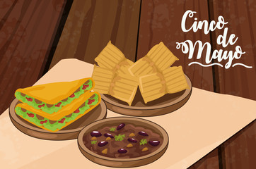 cinco de mayo celebration card with mexican food