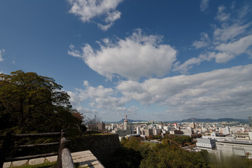 Fototapeta na wymiar 秋の丸亀城から見た風景