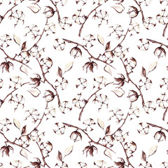 Fototapeta premium Seamless pattern, soft cotton. Watercolor painting