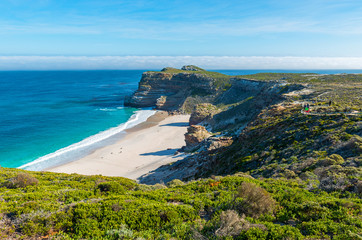 The tropical Diaz beach, also known as Cape of Good Hope beach with beautiful turquoise waters near...